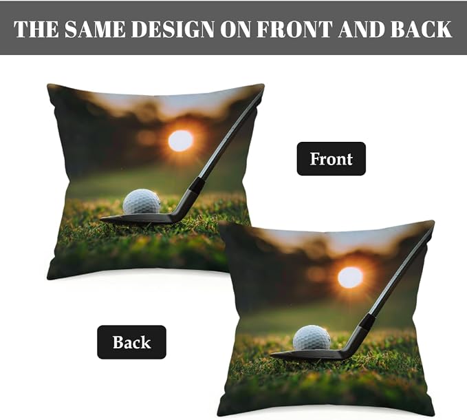 16x16 Inch Outdoor Pillow Covers Set of 2 Waterproof Throw Pillow Covers Decorative Couch Cushion Covers Sports Golf Theme Square Pillowcases Protectors for Patio Garden Sofa