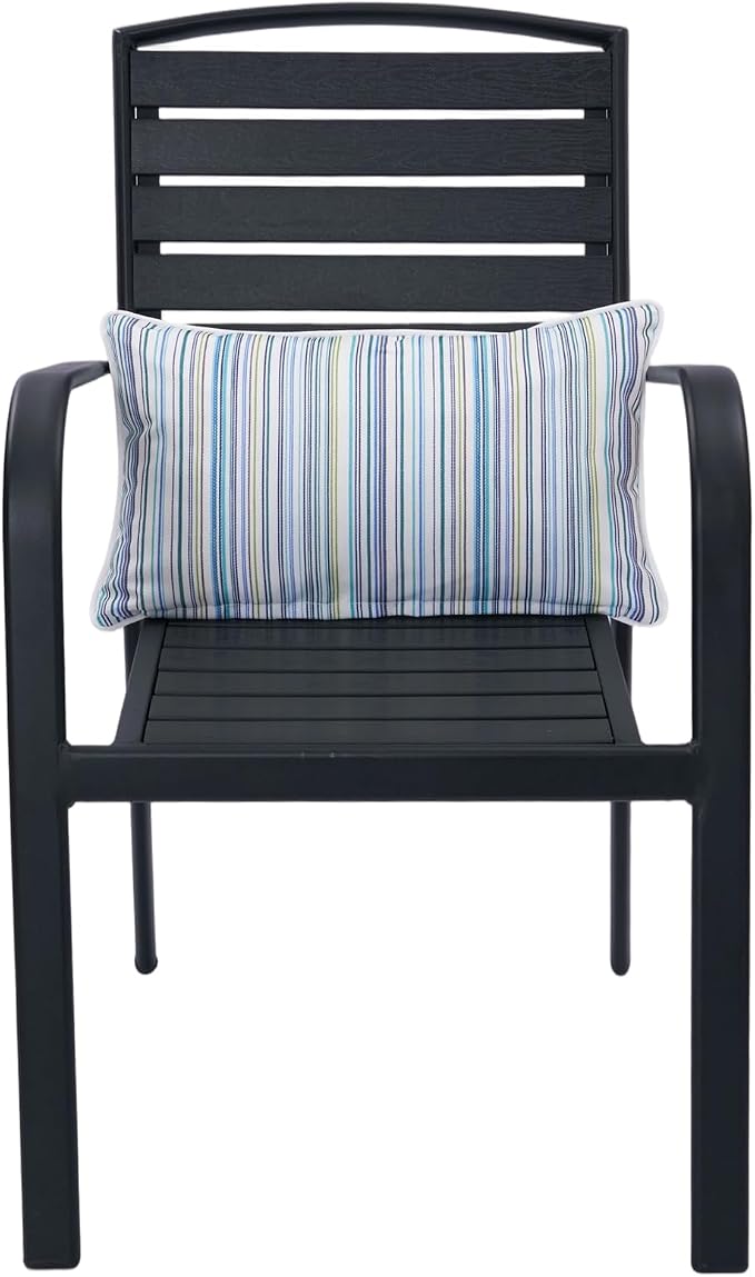 FUNHOME Outdoor Lumbar Pillows 12x20 inch,Decorative Throw Pillow Set of 2 with Insert,Water Resistant Headrests for Patio Furniture Sofa Couch Chair(Blue Stripe)