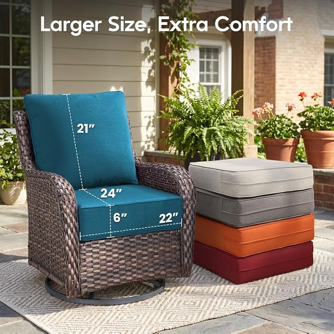 Luxury 22*24*6in Outdoor Patio Cushions, 1 Piece Malachite Outdoor Cushion | 6'' Thick Outdoor Cushions, Water-Resistant, Reversible, Removable Cover, for Patio Chairs Sofa Couch Loveseat