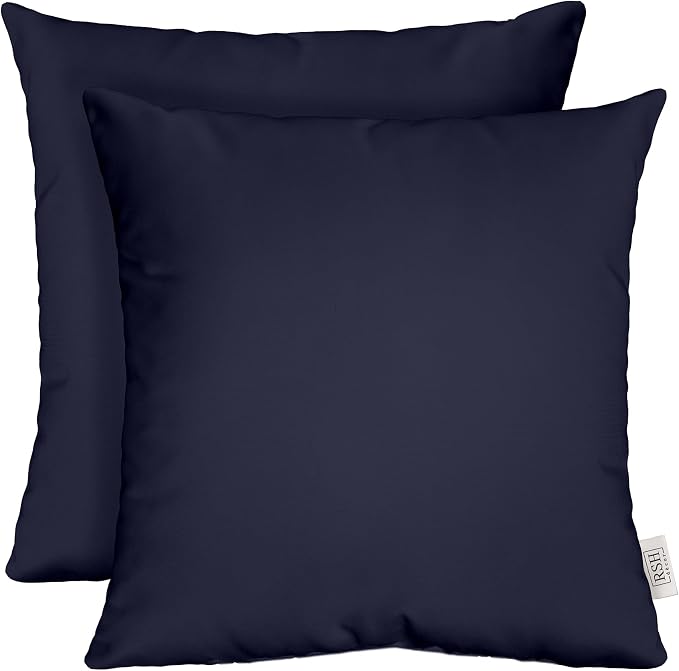 RSH DECOR: Sunbrella Square Throw Pillows Set of 2 | 24" x 24" | Water and Fade-Resistant Performance Fabric | Outdoor Pillow Covers with Down-Alternative Inserts | Canvas Navy Blue