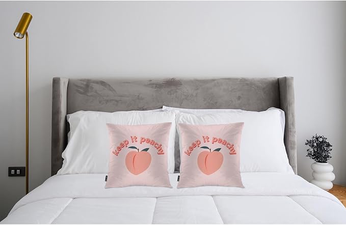Swono Peach Throws Pillows Covers for Couch, Keep It Peachy Decorative Pillow Cases for Men Women, Peach Pink Comfortable Pillow Cushion Cover Pack of 2 18"X18" for Home Sofa Bed