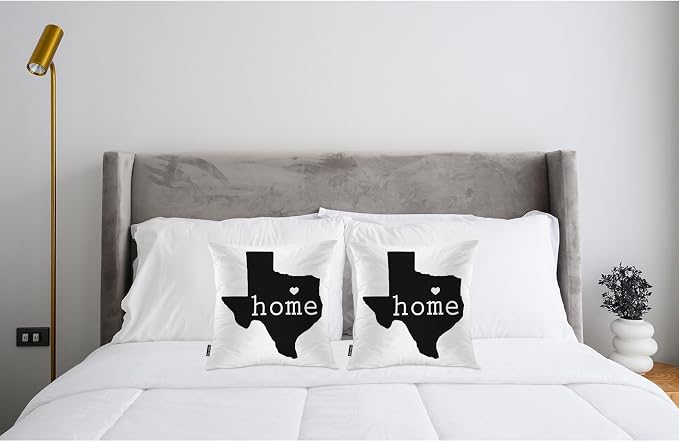 Swono Texas Map Decorative Throw Pillow Case 18" X 18", Home State of Texas Love Heart Standard Pillow Covers Set of 2 Throw Pillowcase Cushion Covers for Couch Chair Bedroom Sofa Car Seats, Black
