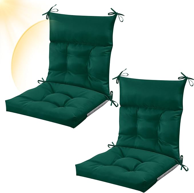 Sintuff 2 Pcs 44 x 21 x 4 Outdoor Chair Cushion Patio Chair Cushions Seat/Back Tufted Pillow with Ties Water Resistant Replacement Indoor Patio Furniture Outdoor Furniture (Solid Color,Teal)