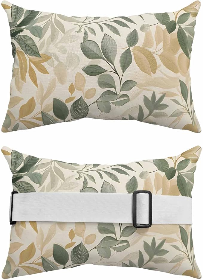 Pack of 2 Outdoor Lumbar Cushions with Inserts, Vintage Watercolor Eucalyptus Leaves Plants Waterproof Fluffy Fade Body Pillows, Patio Furniture Pillow for Home Balcony Garden Decor 12x20IN