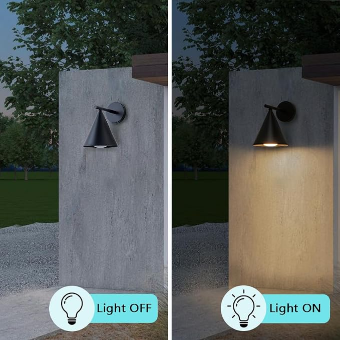 Outdoor Wall Sconces Set of 2, Dark Sky Modern LED Porch Wall Lights, 13W 3000K Exterior Lighting Fixtures Wall Mount for House, Farmhouse, Patio