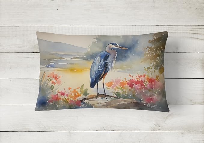 Caroline's Treasures DAC2845PW1216 Blue Heron Throw Pillow Machine Washable, Indoor Outdoor Decorative Pillow for Couch, Bed or Patio, 12HX16W