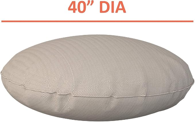 Covers & all Round Pillow Cover, Weather & UV Resistant Water Repellant Protector for Pillows Home Office Living Room Decor Chair Sofa Couch, with Zippers (40" Diameter x 5" H, Beige)