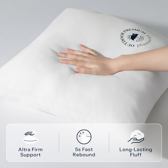Phantoscope 18x18 Outdoor Pillow Inserts, Waterproof Outdoor Pillows 2-Pack | Water Resistant Outdoor Throw Pillow Inserts, Hypoallergenic Decorative Pillow Stuffers for Patio, Porch, Garden, Logo Design
