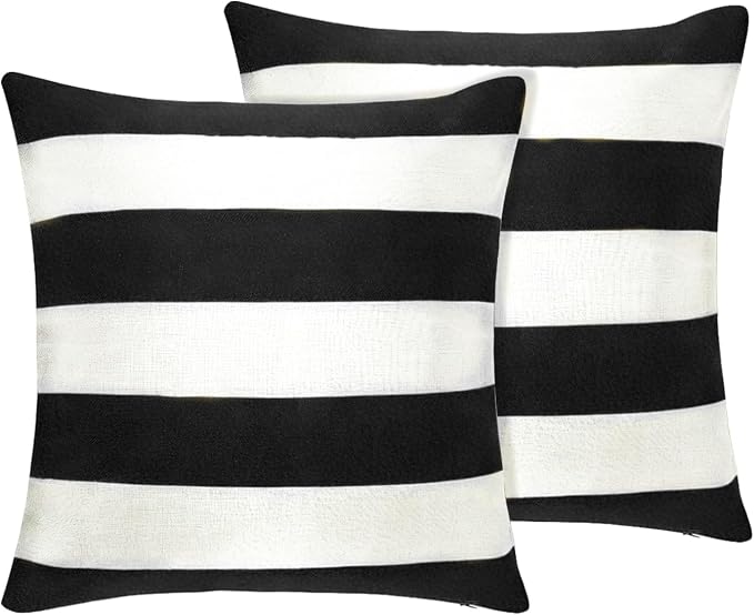 tiggell 2 Pack Outdoor Throw Pillows, Waterproof Throw Pillows with Inserts Decorative Square Pillows for Home Garden Patio Couch Balcony 18x18”