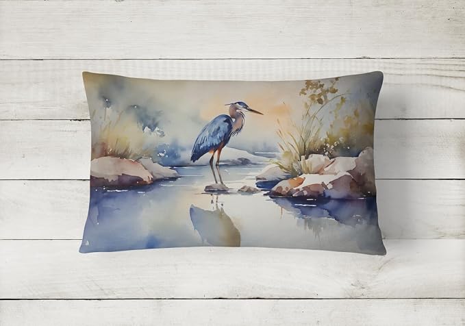 Caroline's Treasures DAC2850PW1216 Blue Heron Throw Pillow Machine Washable, Indoor Outdoor Decorative Pillow for Couch, Bed or Patio, 12HX16W