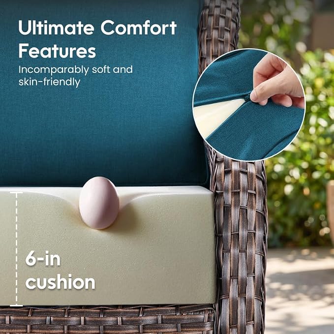 Luxury 22*24*6in Outdoor Patio Cushions, 1 Piece Malachite Outdoor Cushion | 6'' Thick Outdoor Cushions, Water-Resistant, Reversible, Removable Cover, for Patio Chairs Sofa Couch Loveseat