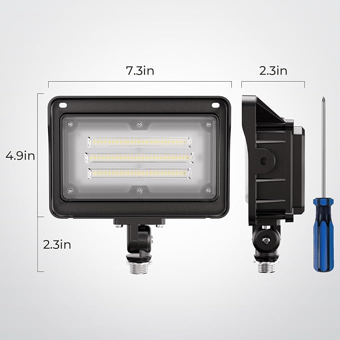 CINOTON 50W 7000LM LED Flood Lights Outdoor, 5000K, ETL Listed, 1 Pack | IP65 Waterproof Exterior Security Wall Pack with 180°Knuckle, 100-277V Outside Aluminum Fixture for Garage Garden Landscape
