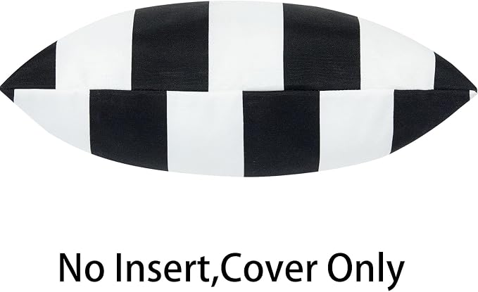FUNHOME Waterproof Outdoor Throw Pillow Covers Set of 2,Home Decor for Garden Patio Furniture,Couch,Sofa 18 x18 Inch Decorative Pillows Cover Only,NO Insert(Black White)
