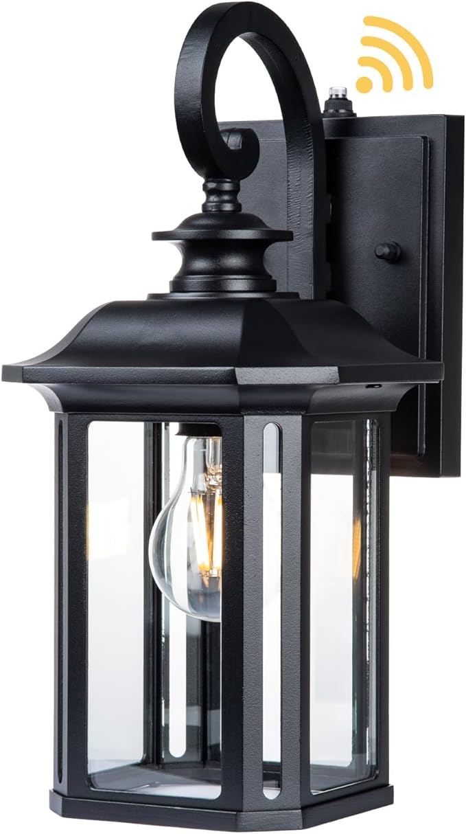 JYZ Dusk to Dawn Outdoor Wall Lighting, Exterior Porch Light Fixture, Waterproof Outdoor Wall Mount Lantern, Classic Black Sconce Lamp Outside for House Doorway Garage Patio Yard