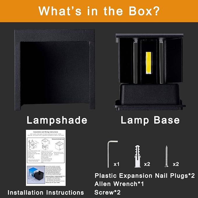 LED Aluminum Cube Square Wall Sconce Waterproof Outdoor Light Exterior Wall Lights fixtuers 20W 100-277V 2800K-3000K Not dimmable Warm Light 2LEDS Black-20W Outdoor Larger Version