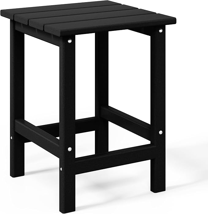 WestinTrends Malibu Square Outdoor Side Table for Adirondack Chair, Black