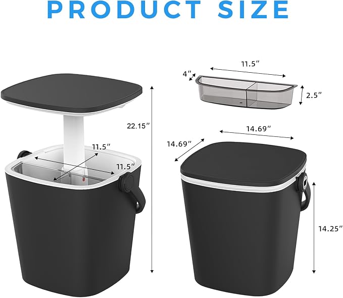 Outdoor Cool Bar Table Portable Cooler Side Table with Handle, Bottle Opener & Lift Top Lid,3-in-1 Cocktail Coffee Table Sturdy,Waterproof & UV Resistant Indoor Outdoor Use(Black)