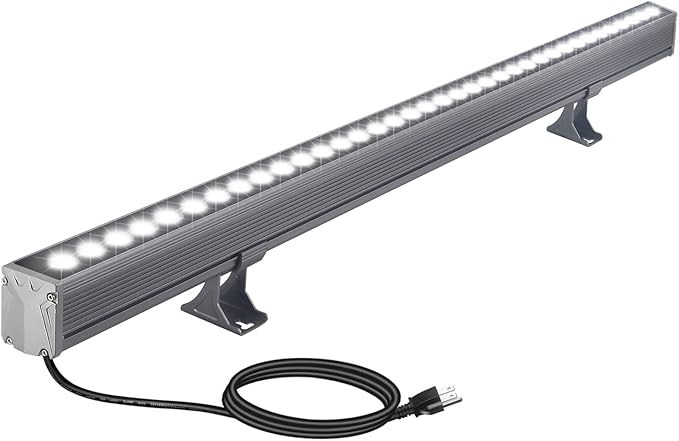36W Wall Washer Lights, 6000K Daylight White Linear Flood Light, 3.2ft/40 120V LED Light Bar, IP65 Waterproof Outdoor Lights for Landscape, Church, Ads, Yard, Garden（Gray or Black）