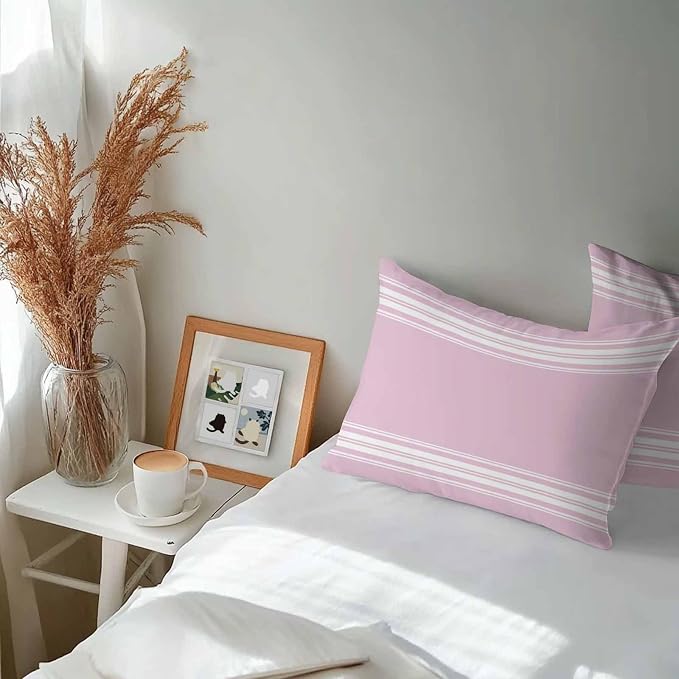 Outdoor Pillow Covers 12x20 Set of 2 Pink Stripes Outdoor Pillows Waterproof Throw Pillow Covers French Stripe Farmhouse Style Pillowcases Decorative Case for Patio Cushion