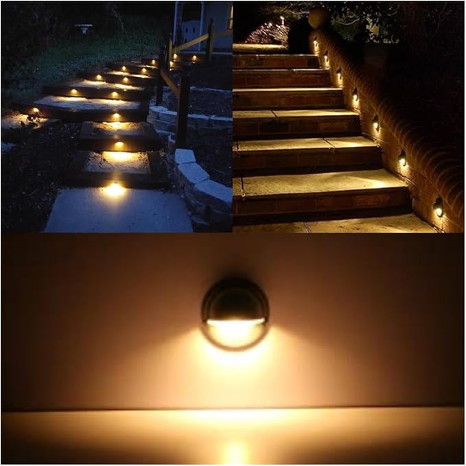 Pack of 10 Warm White Low Voltage LED Deck Lights kit Φ1.38 Outdoor Garden Yard Decoration Lamp Recessed Landscape Pathway Step Stair Warm White LED Lighting, Black