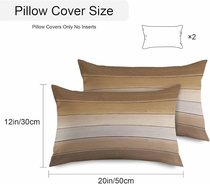Brown Beige Outdoor Pillow Covers 20x12 Inch Lumbar Pillow Covers Set of 2 Waterproof Decorative Throw Pillow Cases Farmhouse Vintage Gradient Wooden Grain Cushion Covers for Patio Furniture Garden