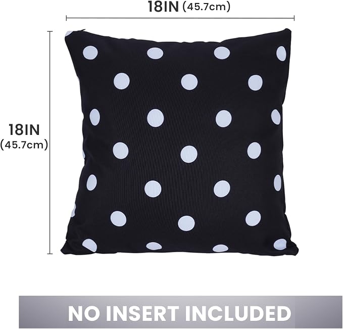 Eternal Beauty 18X18'' Set of 2 Waterproof Outdoor Pillow Covers for Spring Summer Patio Throw Pillows, Black White Polka Dot, 18X18 inches