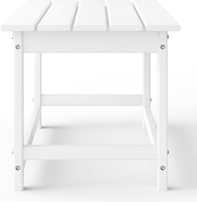 WestinTrends Malibu Outdoor Coffee Table, 35" x 17.5" All Weather Poly Lumber Patio Adirondack Coffee Table for Garden Lawn Porch Balcony, White