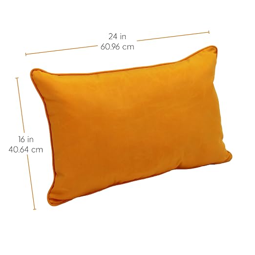 Factory Direct Partners Presidio 16" x 24" Lumbar Decorative Throw Pillow Set with Piping for Indoor/Outdoor Furniture UV, Fade, Weather-Resistant Olefin Fabric (2-Pack) - Marigold, 13813-117