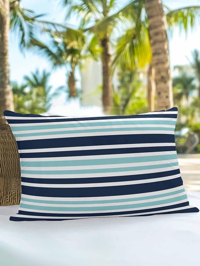 Outdoor Waterproof Throw Pillows Nautical Navy Blue Contrast Stripe Patio Pillows,Decorative Pillow Covers with Insert,Pillow Cushion Case for Garden Couch Sofa Modern Minimalist Line