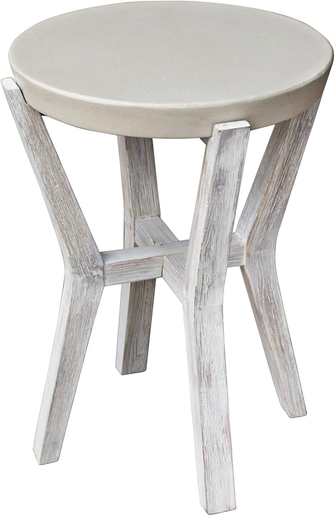 Pebble Lane Living | Bali 17" Round Tall Side Table | Cement/Wood | Gray | 1 Table