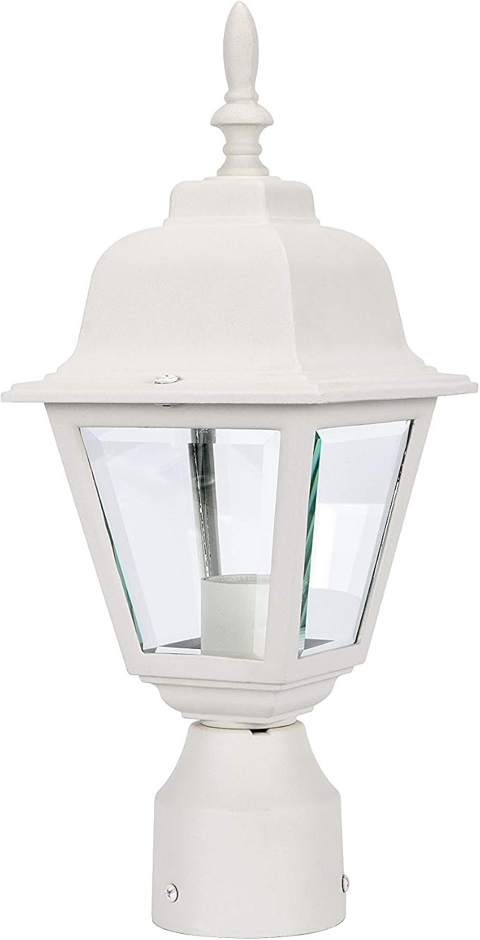 Outdoor Post Light, Rustproof Aluminum Pole Lamp, White | Exterior Lamp Post Light Fixture for Garden, Yard, Pathway, Waterproof, Glass, E26 Base, Max 60W