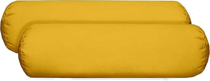 RSH DECOR: Neck Roll Jumbo Bolster Pillows Set of 2 | 24” x 8" | All-Weather Spun Fabric | Water and Fade-Resistant | Outdoor Support Pillows for Patio Furniture | Yellow