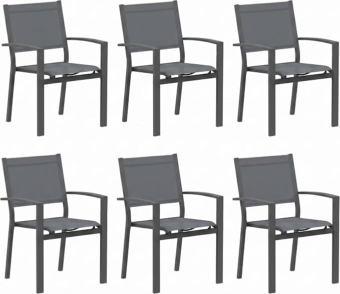 Heavy-Duty Metal Patio Chairs Set of 6, Outdoor Patio Chairs with Breathable Quick-Drying Textilene, Outdoor Chair with 110° Ergonomic High Backrest for Porch, Patio, Garden, Deck, Backyard