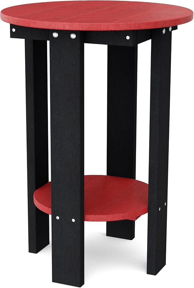 Wildridge Heritage Balcony Table, Cardinal Red and Black - Outdoor Weather Resistant Recycled Plastic Furniture for Patio