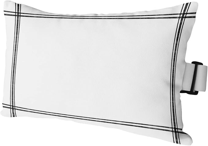 T&H XHome Outdoor Pillow for Chaise Lounge Chair, Solid Color White Waterproof Headrest Pillow Lumbar Pillows with Insert & Adjustable Elastic Strap for Beach, Poolside, Patio, Office (1 Pack)