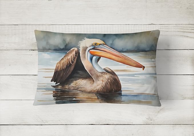 Caroline's Treasures DAC2855PW1216 Pelican Throw Pillow Machine Washable, Indoor Outdoor Decorative Pillow for Couch, Bed or Patio, 12HX16W
