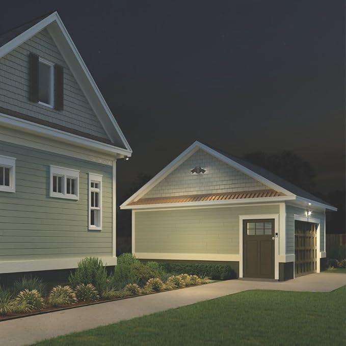 Lithonia Lighting HomeGuard 2-Light LED Outdoor Flood Lights, Dusk to Dawn | Dark Bronze Outdoor LED Lights, Adjustable Lumens, 4000K Cool White, Round Heads (HGX LED 2RH ALO 40K 120 PE DDB)
