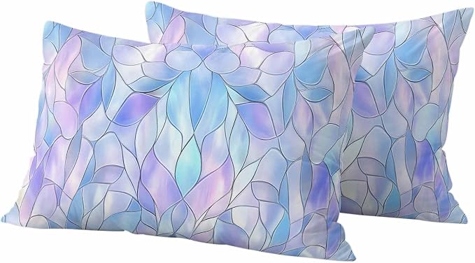 Abstract Art Outdoor Pillow Covers Set of 2 Gradient Stained Glass Fragments Modern Waterproof Throw Pillow Cover Decorative Cushion Cases for Patio Porch Garden 20X12 Inch