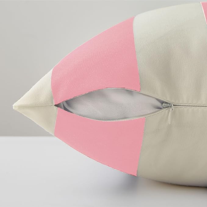 Allorry Outdoor Pillow Covers 20x20 Pink Striped Outdoor Decor JB007H20 | Striped Pillow Covers|for Spring Summer Outdoor Waterproof Garden Patio Furniture Sofa Bed Home Decor