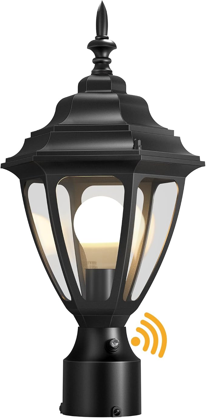 Lamomo Updated Large Size Dusk to Dawn Outdoor Post Lights, Waterproof Aluminum Lamp Post Light Fixture, Lamp Posts Outdoor Lighting Pole Lantern for Yard Patio Pathway Garden