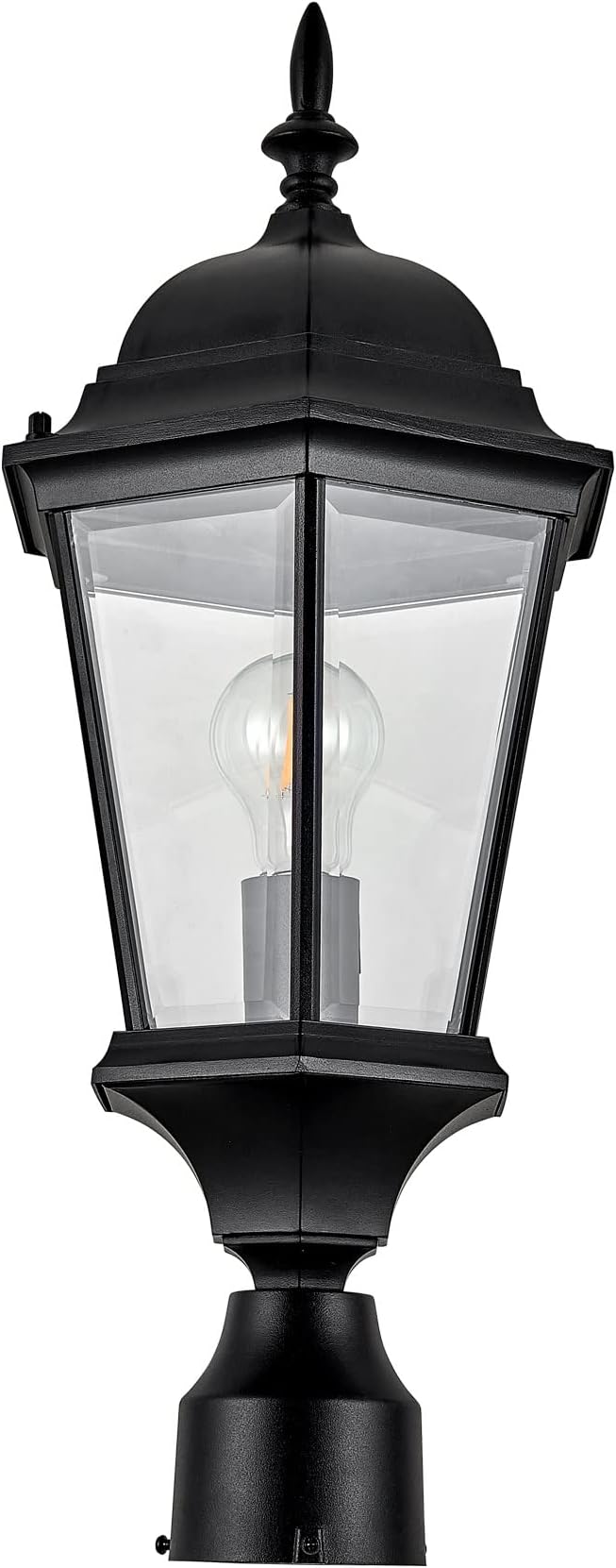 Design House Oak Creek Outdoor Post Light, Textured Black Post Lantern with Clear Beveled Glass, E26 Medium Base, Wet Rated Exterior Lamp for Driveways, Walkways, Porches & Patios, 589192-TBK | Post Mount, Traditional, Aluminum, Lighting, 589192-TBK