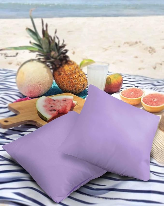Outdoor Waterproof Throw Pillow Covers Set of 2 Lavender Purple Pillowcases 24x24 Inches Simple Style Patio Decorative Pillows Cushion Case Patio Pillows for Couch Bed Chair Garden
