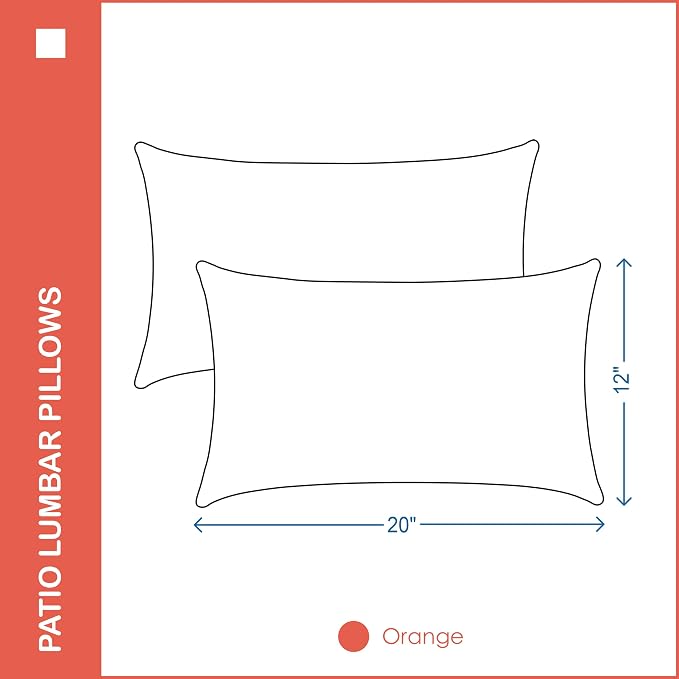 Indoor Outdoor Lumbar Pillows,Waterproof Outdoor Pillows Set of 2 for Patio Furniture,12×20 Inch,Orange