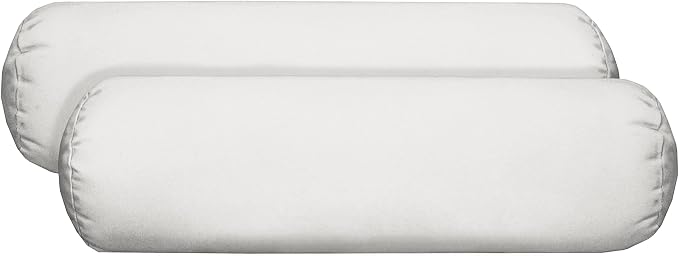 RSH Décor Sunbrella Jumbo Neck Roll Bolster Pillows – Set of 2 | 24” x 8” | Outdoor Throw Pillows for Patio Furniture, Porch, Deck, or Poolside Chairs | Water & Fade-Resistant | Canvas White