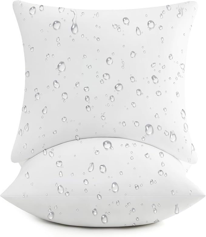 puredown® 24x24 Outdoor Pillow Inserts, Set of 2, Fluffy Soft Water-Resistant Down Alternative Square Form Sham Stuffer for Porch Swing Sofa Couch Cushion Patio Furniture
