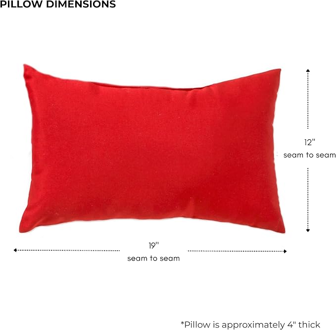 Set of 2 Outdoor Throw Pillows 19 x 12 Inch – Reversible Rectangle Patio Accent Pillows – Weather-Resistant Polyester Fabric – Eco-Friendly Recycled Polyfiber Fill – Salsa Red