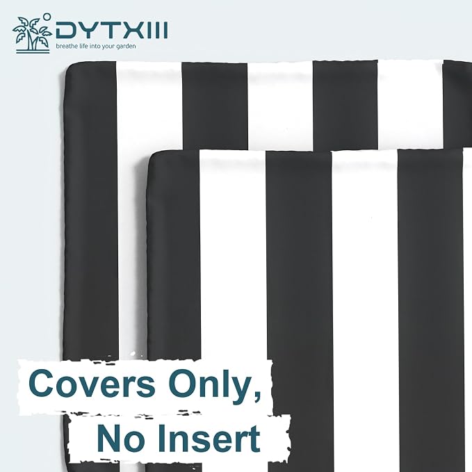 DYTXIII Pack of 2 Outdoor Waterproof Pillow Covers ONLY, 18"x18" Square Decorative Double Printed Throw Pillow Cases for Patio Couch Porch Furniture, Cabana Black