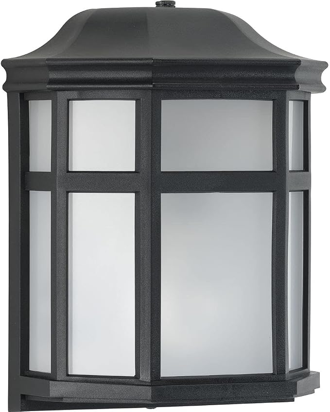 Progress Lighting Milford Non-Metallic Lantern Collection 1-Light Frosted Shade Traditional Outdoor Wall Lantern Light Textured Black