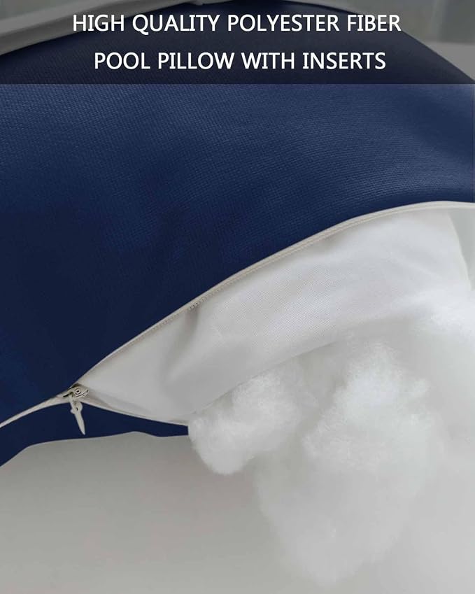 DecorLovee Navy Blue Outdoor Recliner Pillows for Head, Modern Pure Blue Waterproof Chair Pillow with Elastic Stripe, Farmhouse Chaise Lounge Headrest Pillow for Patio/Beach/Pool 1Pack, 11"x16"