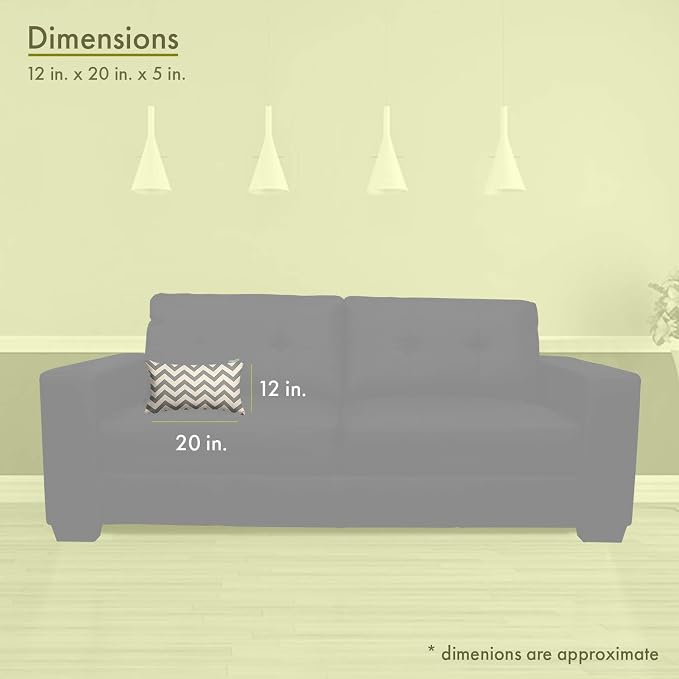 Majestic Home Goods Gray Chevron Indoor / Outdoor Small Throw Pillow 20" L x 5" W x 12" H